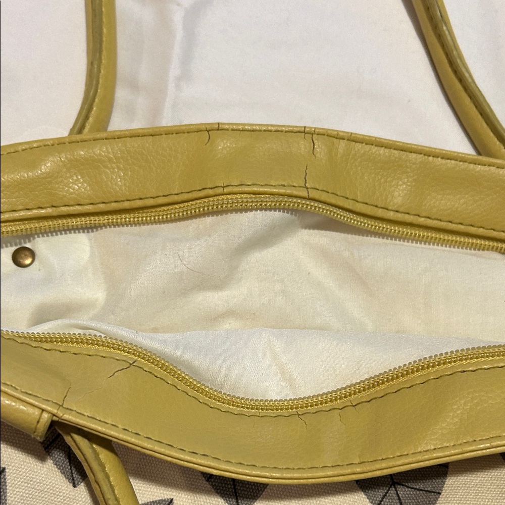 Target Leaf It Alone Handbag Tote Bag Patterned Yellow and Gray Women's Purse - Picture 5 of 17
